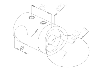 16mm Crossbar Holders - Model 2416 CAD Drawing